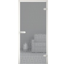 Paroi de douche en verre avec poignée et raccord mural