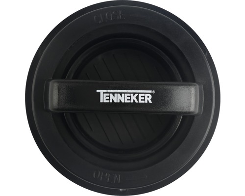 Logo Tenneker sur un couvercle rond avec mécanisme d''ouverture et de fermeture