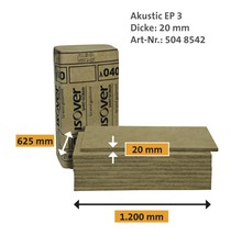 ISOVER Estrichdämmplatte Akustic EP3 Trittschalldämmung für schwimmende Estriche WLG 040 1250 mm x 600 mm x 20 mm