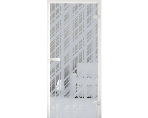 Ganzglastür mit satiniertem Karomuster