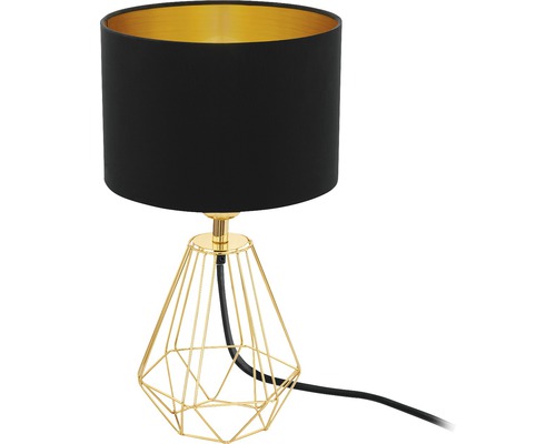 Lampe de table avec abat-jour noir et cadre en métal doré