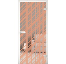 Porte en verre avec motif géométrique