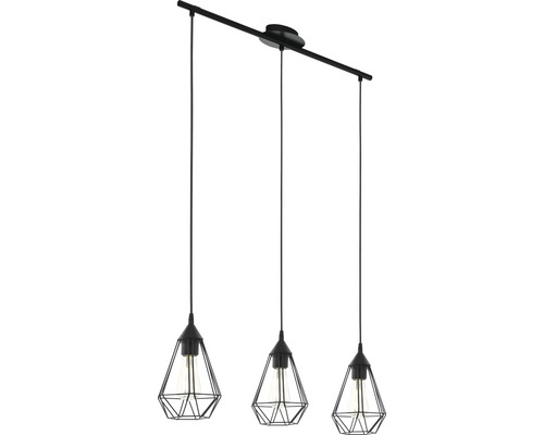 Pendelleuchte mit drei geometrischen Lampenschirmen