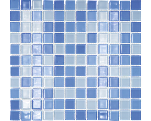 Mosaïque de verre CM 4222 bleu clair 30,5x32,5 cm Mosaïque en verre avec pierres carrées