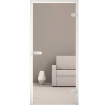 Porte moustiquaire avec cadre blanc devant le salon