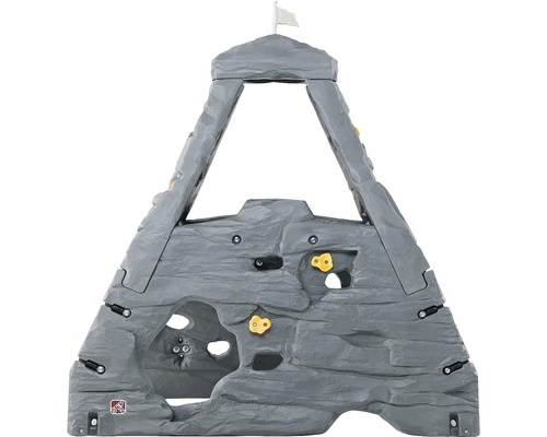 Rocher d'escalade Step2 Kiddimanjaro en plastique gris Mur d''escalade pour enfants avec structure de rocher et drapeau