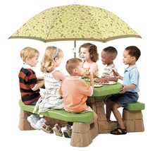 Table de pique-nique pour enfants Step2 plastique 183x109x104 cm vert-marron-thumb-1