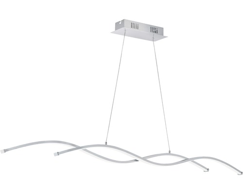 Suspension LED 14W 1900 lm 3000 K hxl 120x120 cm chrome/blanc Suspension avec design incurvé pour l''intérieur