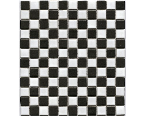 Mosaïque en céramique BM 148 30,5x32,5 cm blanche-noire Carreau de mosaïque carré à motif en damier