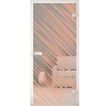Porte en verre avec motif à rayures