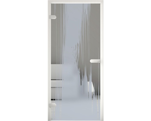 Glastür mit satiniertem Muster und Griff