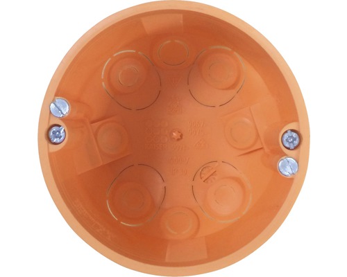 Boîte de dérivation ronde orange pour installation électrique avec vis