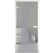 Glastür mit satiniertem Design und Beschlägen