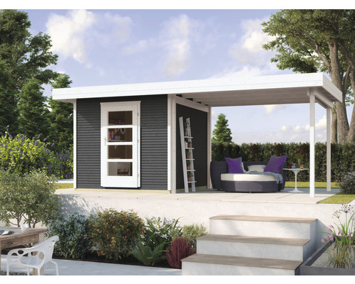 Chalet de loisirs weka Walensee 1 avec plancher et toit en appentis, 530x240 cm, anthracite