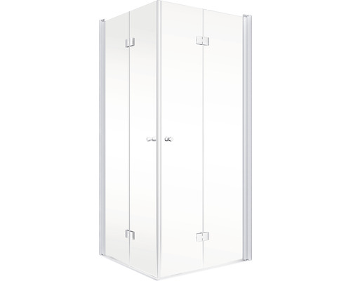 Douche d''angle avec portes en verre