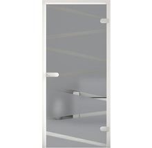 Porte en verre avec motif à rayures horizontales