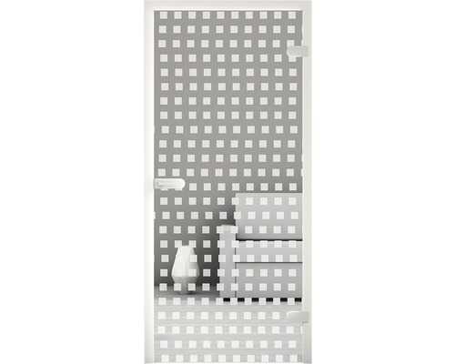 Duschabtrennung mit quadratischem Muster