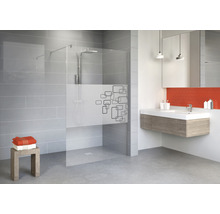 Modernes Badezimmer mit ebenerdiger Dusche, Waschtisch und Spiegel