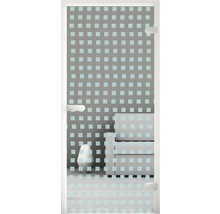 Cabine de douche avec décor et porte en verre