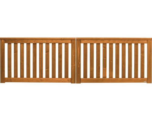 Portail double Konsta Girona sans fraise de serrure 300 x 90 cm aspect cerisier Deux éléments de clôture en bois avec des barreaux verticaux