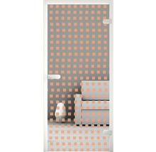 Porte de salle de bains avec film décoratif pour plus d''intimité