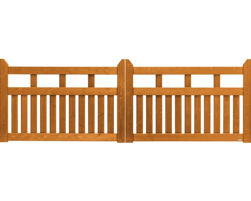 Portail double Konsta Elda sans fraise de serrure 300 x 100 cm aspect cerisier Portail double en bois pour le jardin
