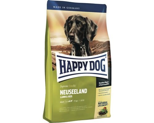 Hundefutter trocken HAPPY DOG Neuseeland 12,5 kg Happy Dog Neuseeland Hundetrockenfutter mit Lamm und Reis, 11 Kilogramm