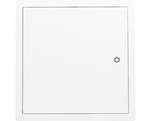 Porte de révision Softline tôle d'acier zinguée blanc RAL 9016 avec fermeture à clé carrée verrouillable encastrée et cadre en 1 parties 15 x 15 cm