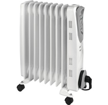 Radiateur à bain d''huile blanc avec roulettes et commandes