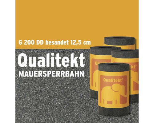 Quandt Bitumen Mauersperrbahn Qualitekt® besandet grau G200 DD Rolle 10 m x 12,5 cm