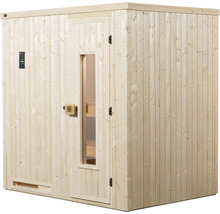 Sauna en bois avec porte et fenêtre