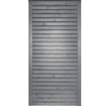 Graue Holzsichtschutzwand mit horizontalen Lamellen
