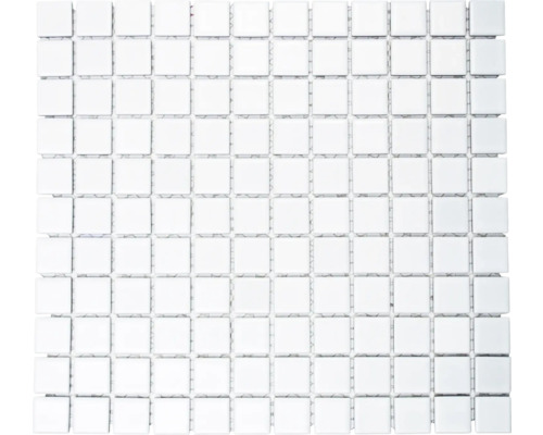 Mosaïque en céramique B-140 30,5x32,5 cm blanche Carreaux de mosaïque carrés, motif de carreaux