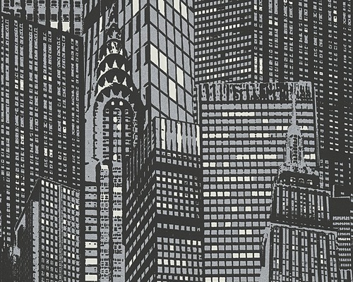 Vliestapete 2528-45 Day 'n' Night Manhatten schwarz nachleuchtend Tapete mit New Yorker Skyline-Motiv
