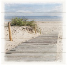 Image murale décorative avec motif de plage et aspect planches de bois