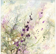 Peinture avec des fleurs blanches et violettes