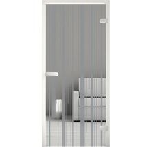 Porte en verre avec motif à rayures verticales pour l''intérieur