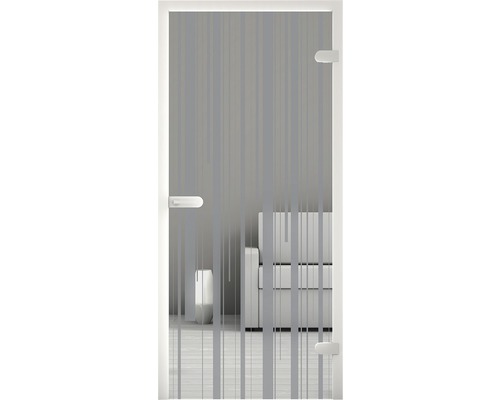 Porte en verre avec motif à rayures verticales pour l''intérieur