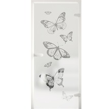 Porte en verre avec motif papillon