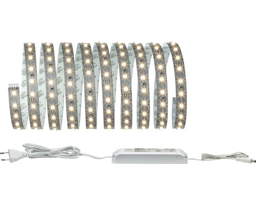 MaxLED 500 Betriebsfertiges Strip-Basisset 3 m silbergrau 1650 lm 2700 K 216 LED´s unbeschichtet 24V Smart Home-fähig nach Erweiterung LED-Streifen mit Netzteil