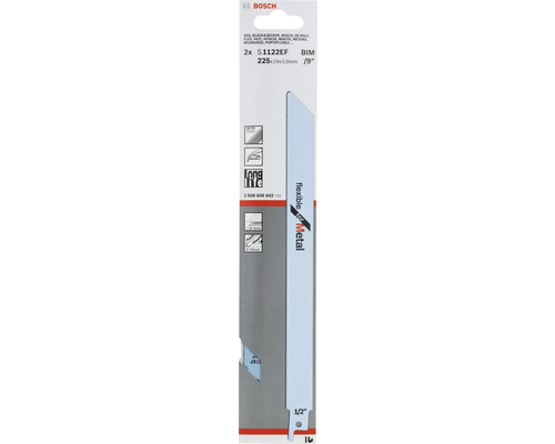 Bosch Säbelsägeblattset S 1122 EF, 225 mm, geeignet für Metall