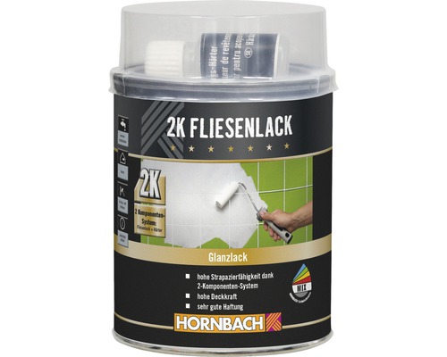 HORNBACH 2K Fliesenlack Fliesenfarbe glanz weiß 750 ml inkl. Härter 20 ml