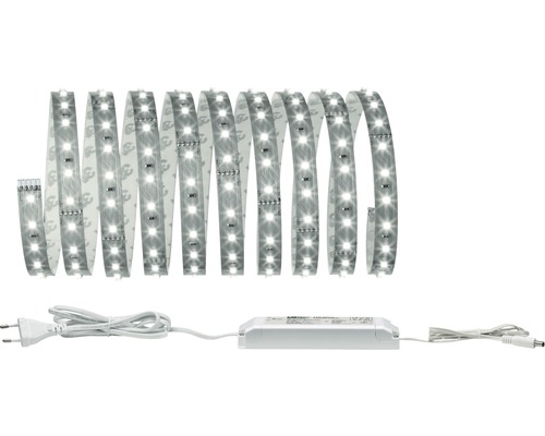MaxLED 500 Betriebsfertiges Strip-Basisset 3 m silbergrau 1650 lm 6500 K 216 LED´s unbeschichtet 24V Smart Home-fähig nach Erweiterung LED-Streifen mit Netzteil und Stecker
