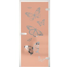 Porte en verre intérieure avec motif papillons