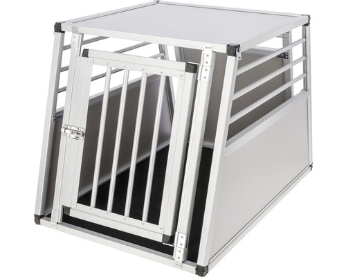 Boîte de transport KERBL Barry une porte 65x92x65,5 cm Caisse de transport pour chien en aluminium avec porte ouverte