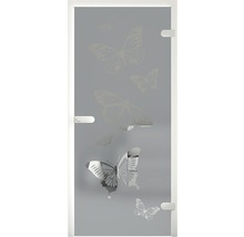 Porte en verre avec motif de papillons