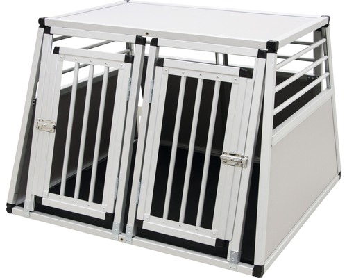 Boîte de transport KERBL Barry deux portes 97x92x68 cm Cage de transport pour chien en aluminium avec deux portes