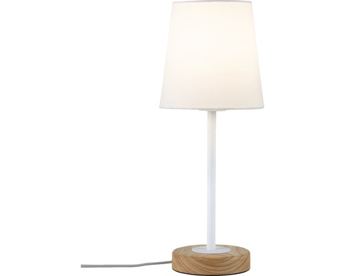 Lampe de table avec pied en bois et abat-jour