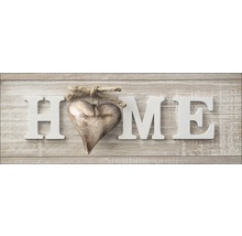 Dekoration mit dem Wort Home und einem Herz aus Holz