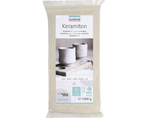 Pâte à modeler Keramiton prête à l'emploi durcit à l'air et dans le four sans odeur blanc 1 kg Argile à modeler en céramique en paquet de 1000 grammes